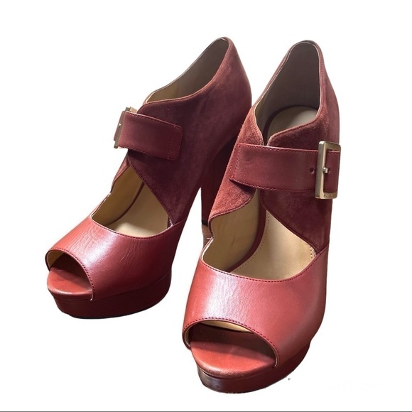 Michael Michael Kors Suede and Leather Thick Heel Pumps Size 8 - Picture 3 of 8